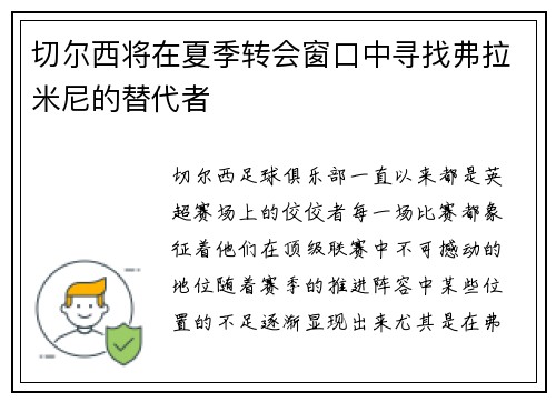 切尔西将在夏季转会窗口中寻找弗拉米尼的替代者